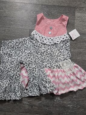 Giggle Moon Pink Gray Leopard & Chevron Matching Set